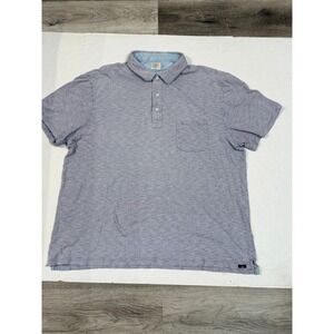 Faherty Brand Mens XXL Polo Shirt Blue Orange Stripe Pocket Sun Logo
